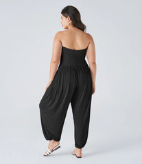 Ribbed Tube Pocket Casual Plus Size Jumpsuit