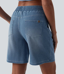Halara Flex™ Mid Rise Drawstring Denim Casual Shorts with Pockets