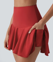 Breezeful™ High Waisted 2-in-1 Pocket High Low Flare Mini Quick Dry Yoga Skirt