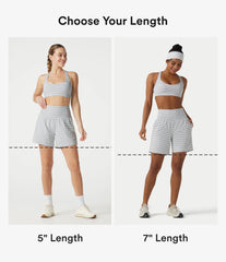 Super High Waisted 2-in-1 Stripe Yoga Shorts 5'' with Pockets