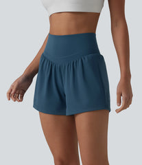 SoftlyZero™ Airy High Waisted Crossover Back 2-in-1 InstantCool Yoga Shorts with Pocket