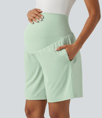 Softlyzero™ Airy Super High Waisted 2-in-1 InstantCool Yoga Maternity Shorts 9'' with Pockets