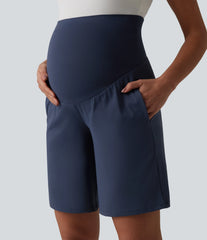 SoftlyZero™ Airy Super High Waisted InstantCool Yoga Bermuda Maternity Shorts with Pockets