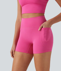 SoftlyZero™ Plush High-waisted Twisted-Back Yoga Biker Shorts 5'' with Pockets
