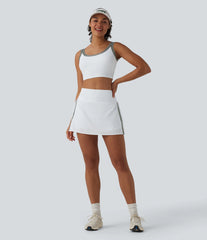 Breezeful™ High Waisted Pleated Side Stripes 2-in-1 Quick Dry Mini Pickleball Skirt with Pockets
