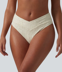 Mid Rise Crossover Jacquard Bikini Bottom Swimsuit