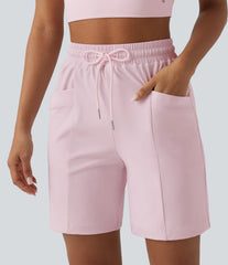 SoftlyZero™ Airy High Waisted Drawstring InstantCool Yoga Bermuda Shorts with Pockets-UPF50+