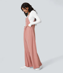 Pockets Waffle Casual Overalls