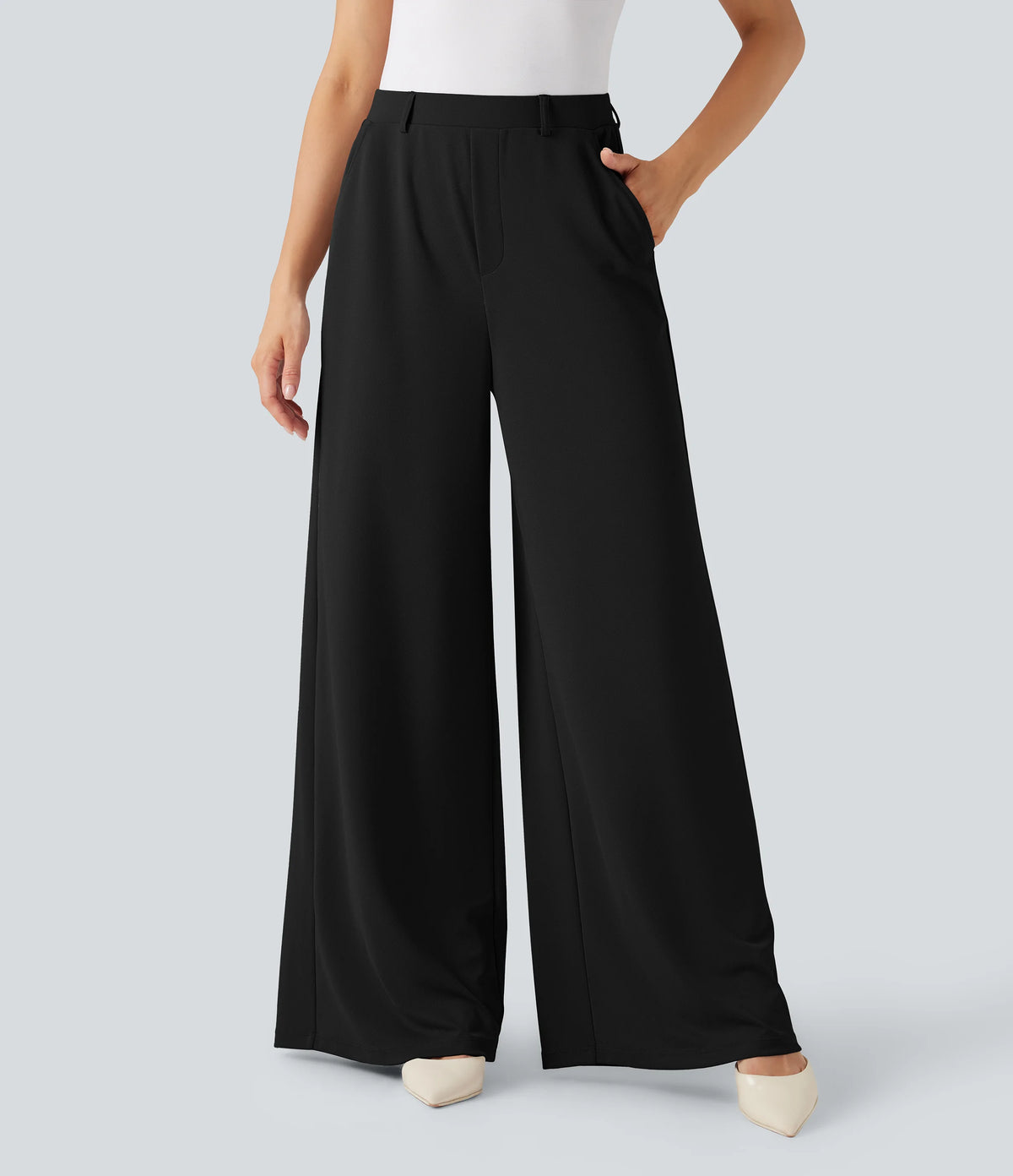 Halara Flex™ High Waisted Palazzo Wide Leg Crepe Work Pants with Pockets
