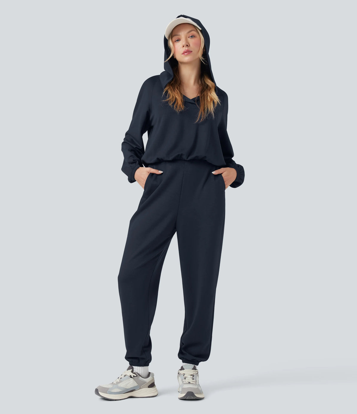 Hooded Long Sleeve Casual Jumpsuit with Pockets-Easy Peezy