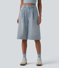 Halara Flex™ High Waisted Denim Casual Bermuda Shorts with Pockets
