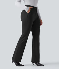 High Waisted Flare Work Pants with Pockets