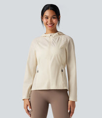 Water Repellent Abrasion-resistant Hooded Contrast Mesh Hiking Jacket with Pockets