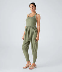 U Neck Pocket Harem Casual Jumpsuit-Easy Peezy Edition