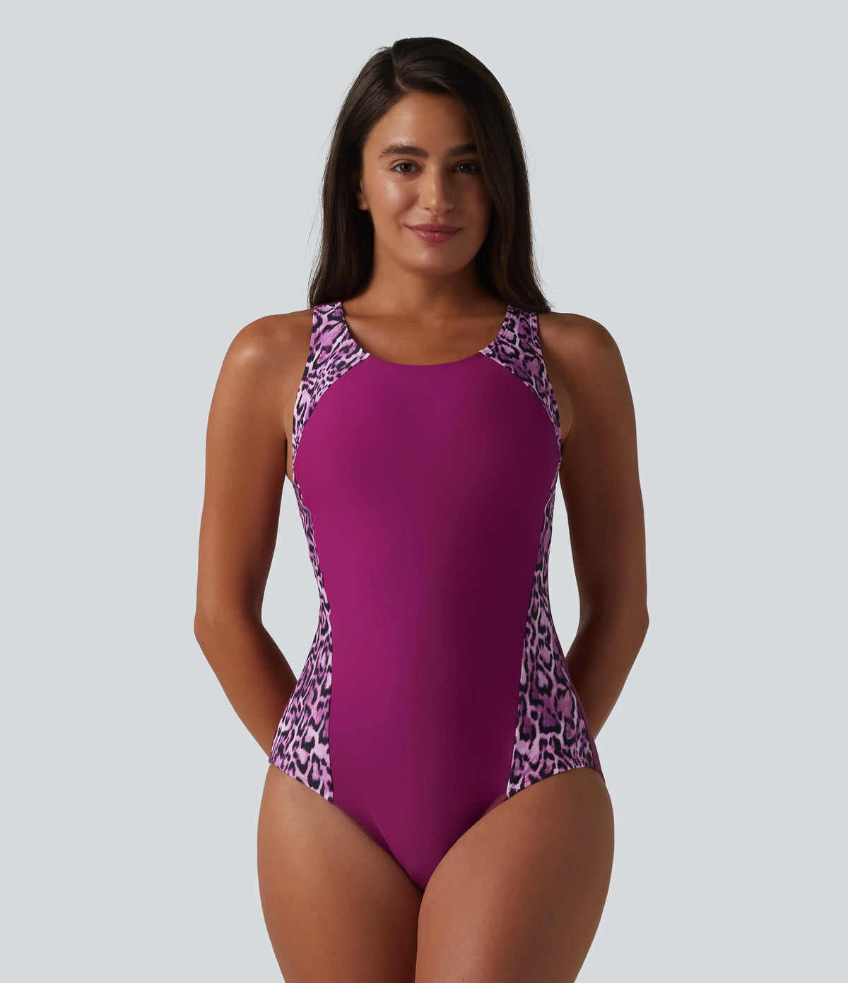 Built-in Bra Tummy Control Leopard Print One-Piece Swimsuit