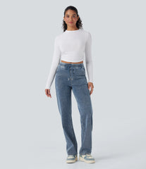 Halara Flex™ Mid Rise Drawstring Straight Leg Casual Sweatpants Jeans with Pockets