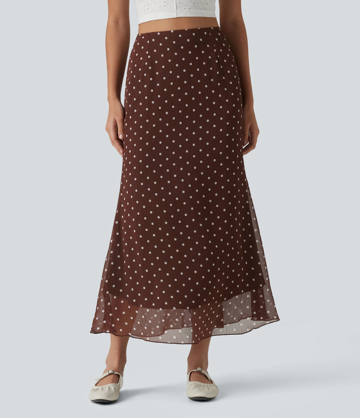 High Waisted Mermaid Polka Dot Midi Casual Skirt