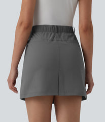 High Waisted A Line Mini Golf Skirt with Pockets-Longer Length