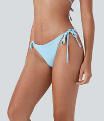 Ribbed Low Rise Tie Side Bikini Bottom Swimsuit