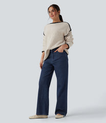 Halara Flex™ High Waisted Straight Leg Sparkle Casual Jeans with Pockets