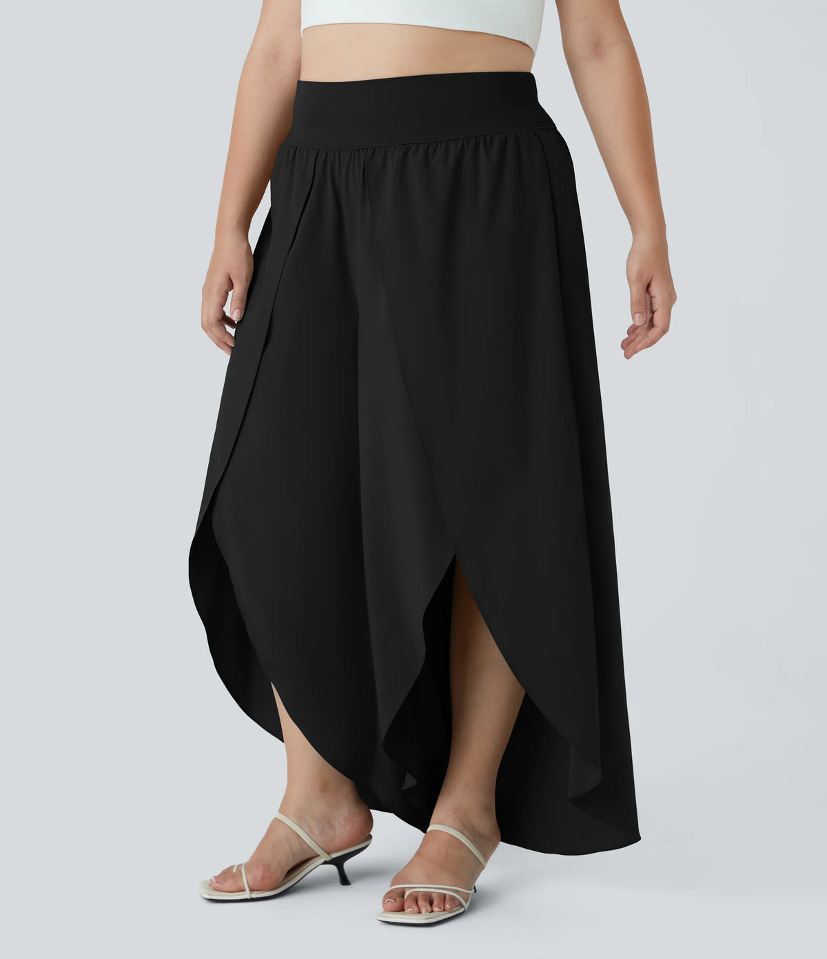 Breezeful™ High Waisted Back Waistband Pocket Palazzo Flowy Wide Leg Quick Dry Casual Plus Size Pants