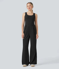 Crossover Casual Jumpsuit with Pockets-Easy Peezy Edition