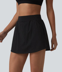 Mid Rise 2-in-1 Stripe Micro Mini Workout Skirt with Pockets