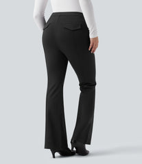 High Waisted Work Flare Pants with Pockets