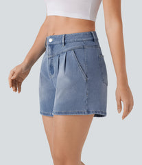 Halara Flex™ High Waisted Washed Denim Casual Shorts with Pockets