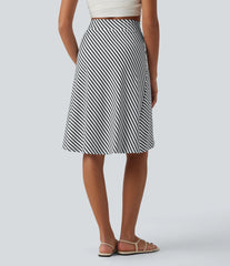 Crossover High Waisted Asymmetrical Hem Resort Skirt