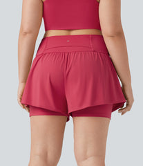 SoftlyZero™ Airy Super High Waisted 2-in-1 InstantCool Yoga Plus Size Shorts 5'' with Pockets