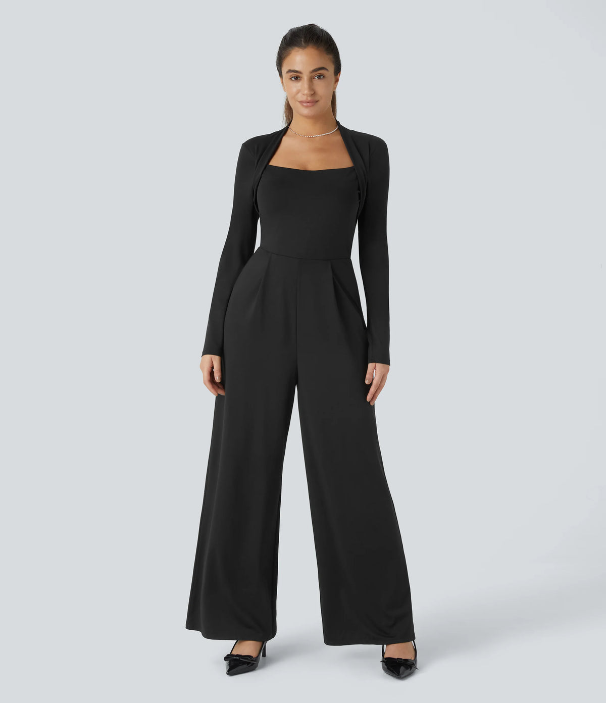 Long Sleeve Wide Leg Jumpsuit