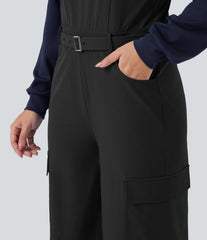 Belted Hiking Cargo Overalls with Pockets