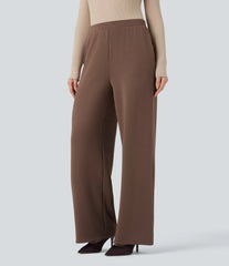 SpacerTek™ High Waisted Wide Leg Work Pants with Pockets