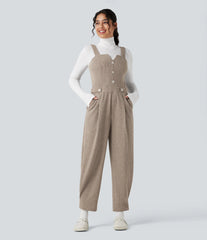 Ribbed Casual Overalls with Pockets