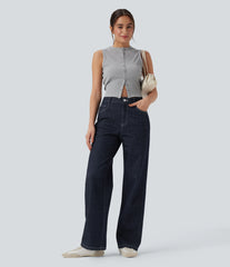 Halara Flex™ High Waisted Straight Leg Sparkle Casual Jeans with Pockets