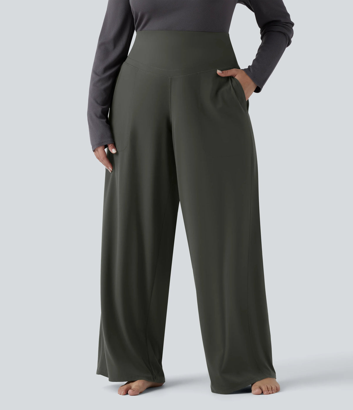 Halara UltraSculpt™ High Waisted Tummy Control Straight Leg Yoga Plus Size Pants with Pockets