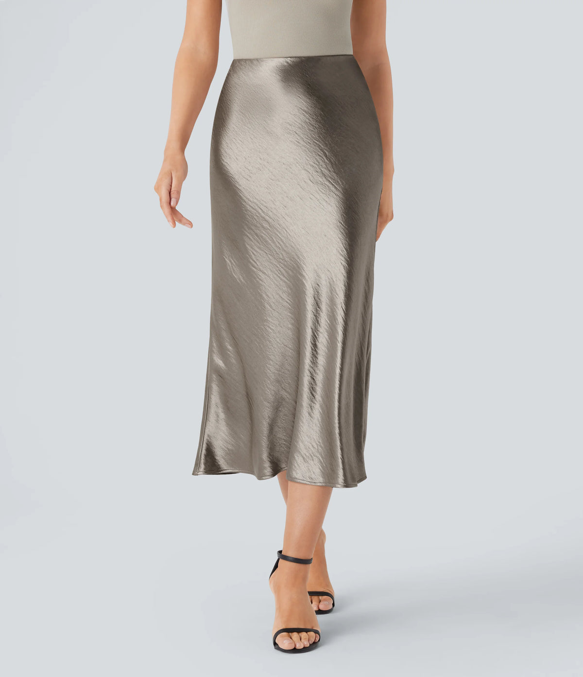 High Waisted Satin Midi Work Mermaid Skirt