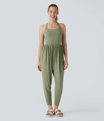 U Neck Pocket Harem Casual Jumpsuit-Easy Peezy