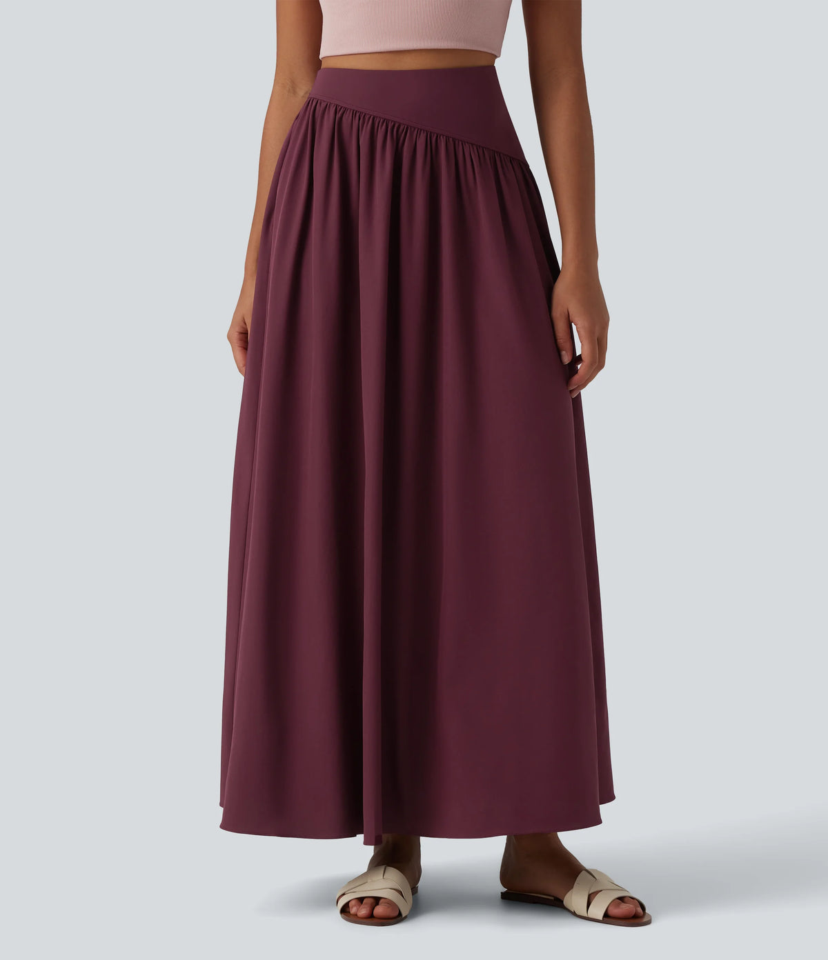 Breezeful™ High Waisted Flowy Quick Dry Maxi Casual Skirt with Pockets