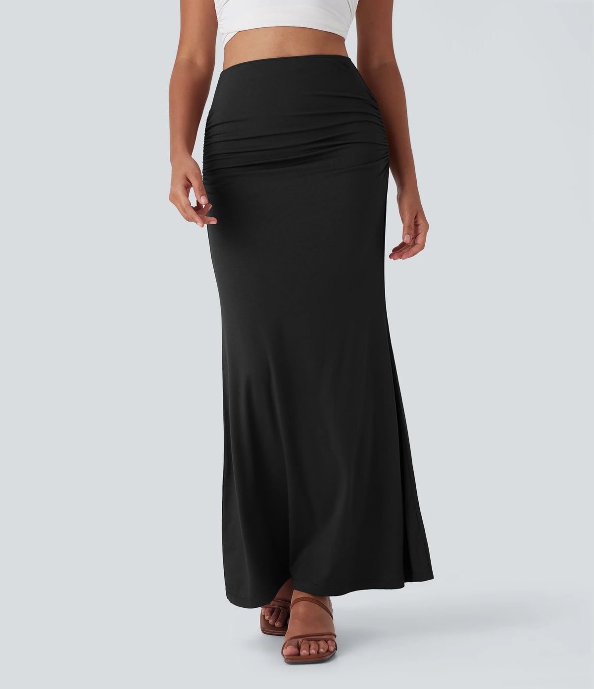 High Waisted Tummy Control Butt Lifting 2-in-1 Midi Casual Mermaid Skirt