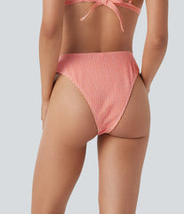 V-Shaped Low Rise Gingham High Leg Cheeky Bikini Bottom Swimsuit