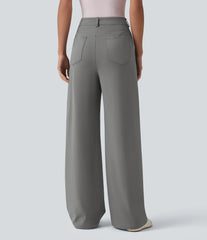 Halara Flex™ DayStretch Asymmetric High Waisted Straight Leg Work Pants with Pockets