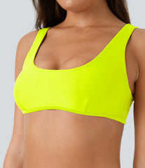 Solid U Neck Bikini Top Swimsuit
