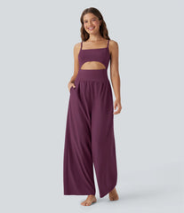 Breezeful™ Cut Out Quick Dry Yoga Jumpsuit with Pockets-Easy Peezy Edition