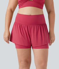 SoftlyZero™ Airy Super High Waisted 2-in-1 InstantCool Yoga Plus Size Shorts 5'' with Pockets