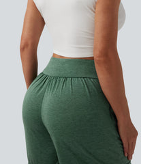 High Waisted Crossover Casual Shorts 5'' with Pockets