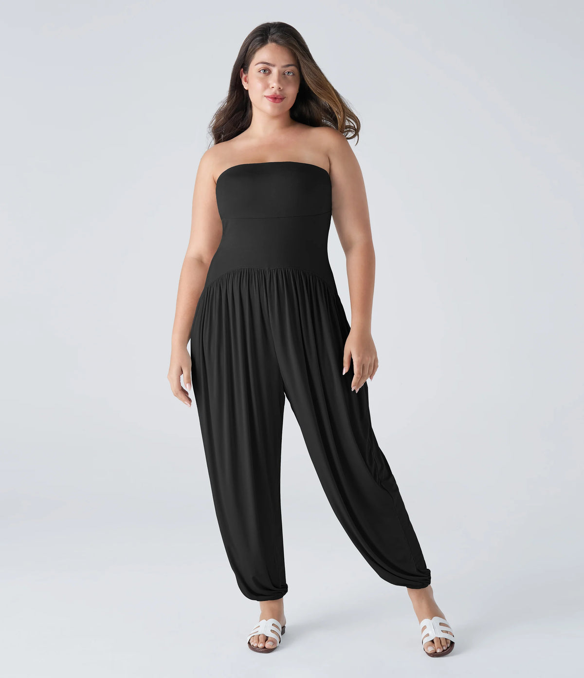 Ribbed Tube Pocket Casual Plus Size Jumpsuit