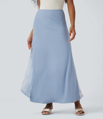 SoftlyZero™ Airy High Waisted Contrast Lace Flowy InstantCool Maxi Skirt