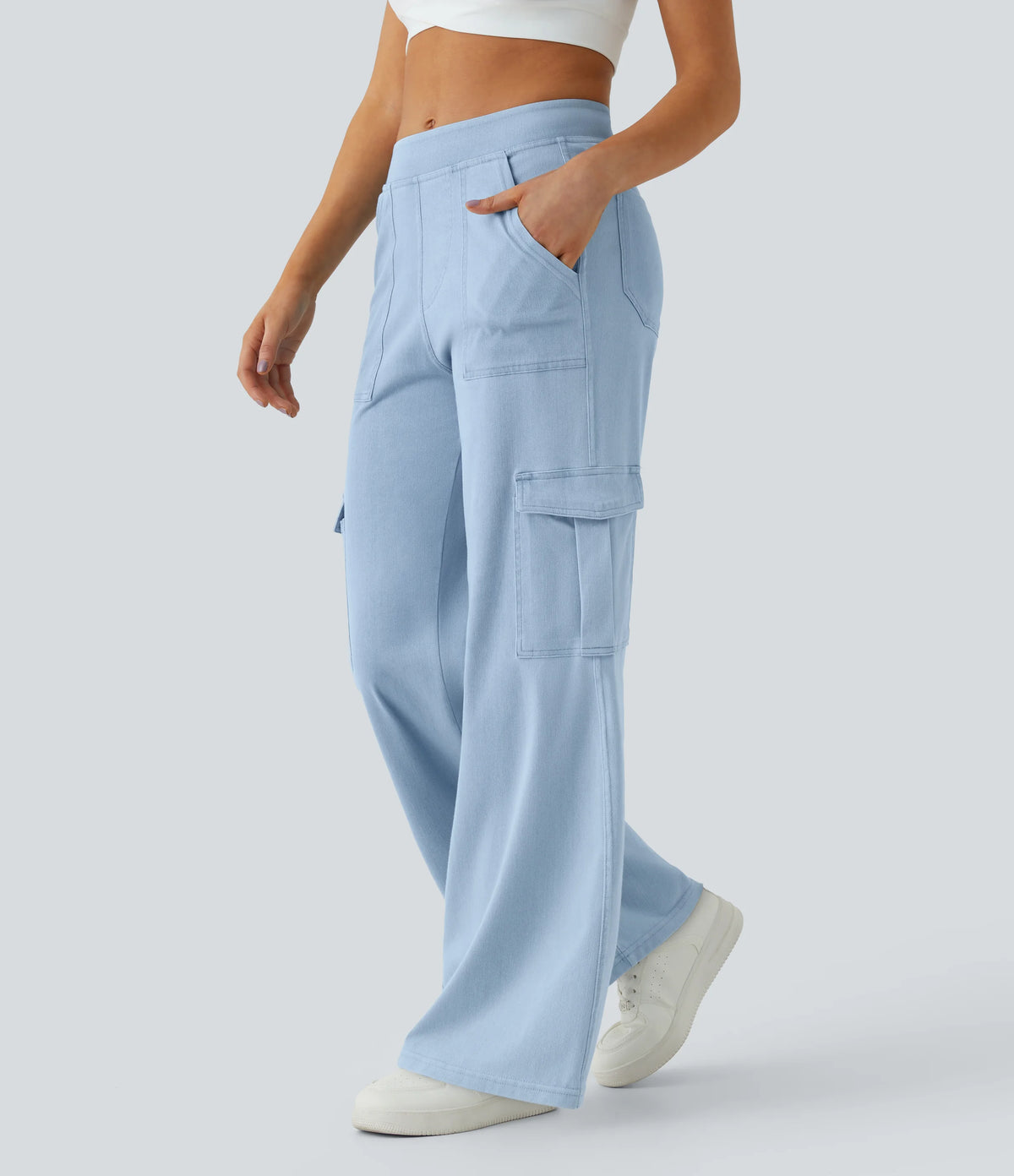 Halara Flex™ Mid Rise Pockets Straight Leg Casual Cargo Jeans